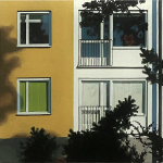 Home, oil on panel, 40x40 cm. Refueling the Spirit, Galerie Leger, Malmö, 2022